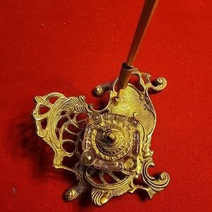 Vintage brass And Glass Victorian Style Ink Well And Pen Holder